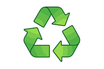 Obraz premium Green Recycling Symbol Vector, Eco Friendly Icon, Circular Arrow Loop, Sustainability Logo, Environmental Conservation Sign, Waste Reduction Concept Isolated, Clean White Background