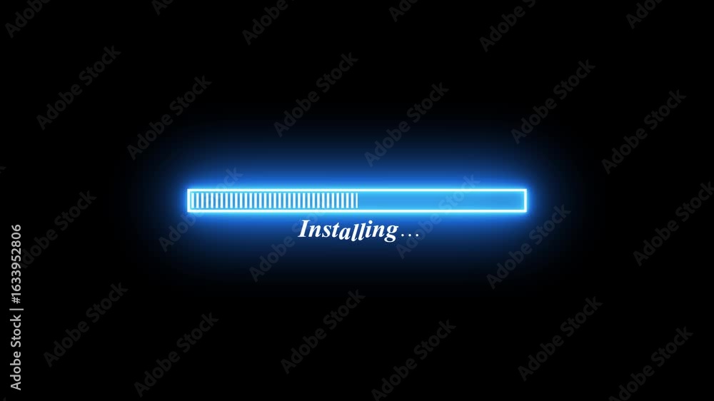 Aufkleber glowing loading bar on black background. loading text .the colors combination of minimalist style vi