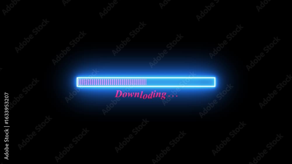 Poster glowing loading bar on black background. loading text .the colors combination of minimalist style vi