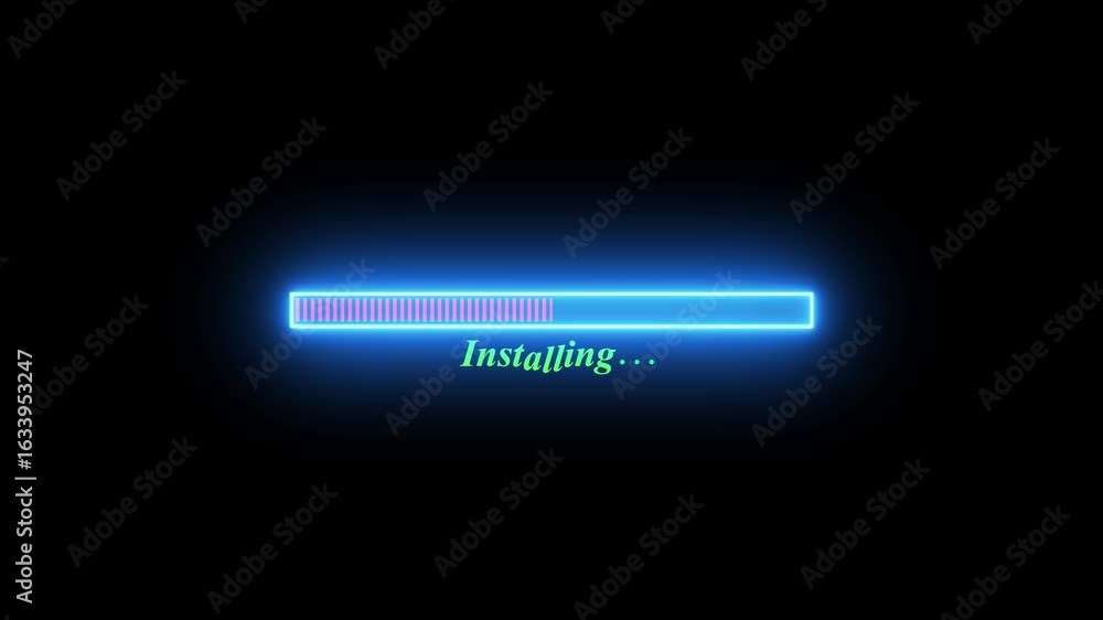 Aufkleber glowing loading bar on black background. loading text .the colors combination of minimalist style vi