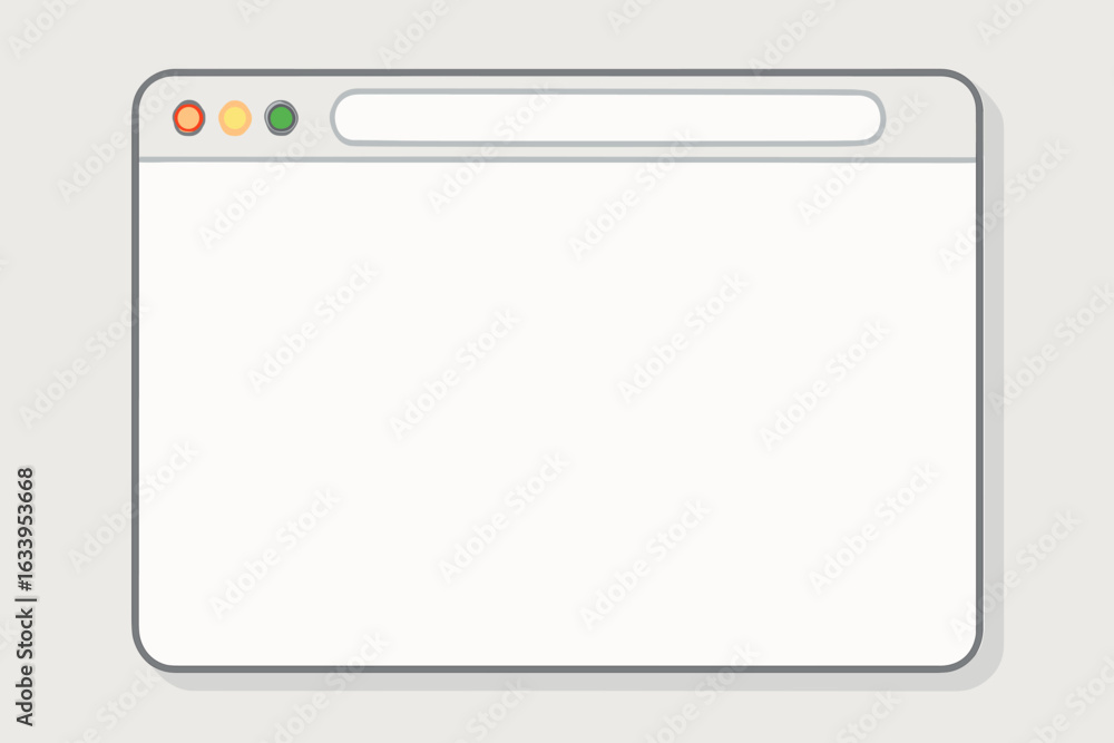 Poster blank web browser window vector mockup template, minimalist empty webpage, clean cartoon illustratio
