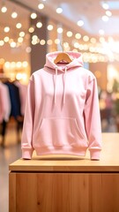 Pink hoodie on display in a store (1)