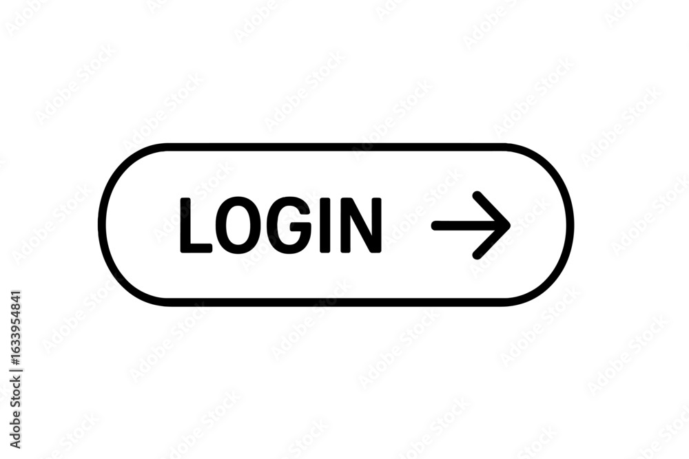 Poster login button vector icon, user authentication symbol, online web interface access, minimalist rounde