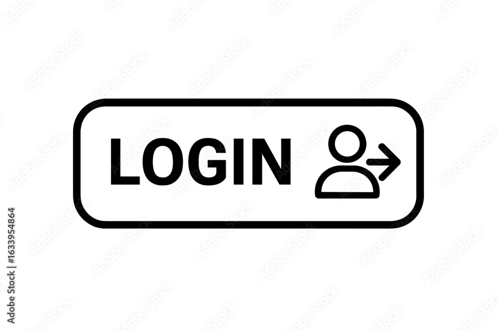 Poster login button vector icon, web access user authentication symbol, online sign in interface, modern fl