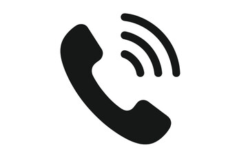 Fototapeta premium Phone call icon, telephone receiver with sound waves, communication and contact symbol, vector illustration isolated on white, modern dialer design, telecommunication graphic, customer service concept