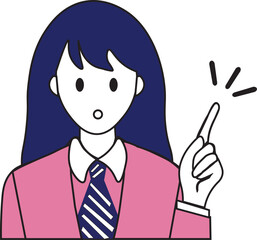Flat style female character making a point gesture