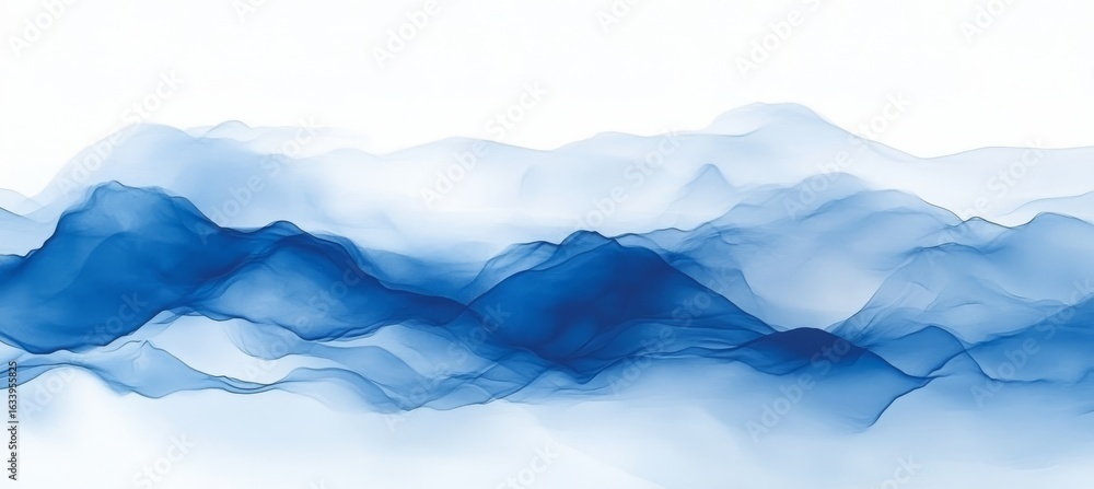 Poster elegant and fluid abstract background with soft blue tones and dynamic waves in a monochrome palette