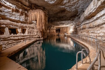 Obraz premium Cave pool, reflecting the cave walls