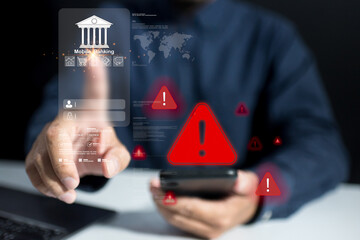 Online banking alert system provides fraud protection and warning for phishing attacks, virus threats, bug detection, password security, and hacking risk shielding account datum