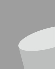 Abstract minimalist gray background with white cylinder shape illustration