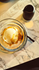 cup of coffee and ice cream