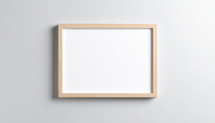 Blank Canvas in a Frame: A sleek, empty wooden frame, ready to be filled, hangs against a simple background, representing potential and creative space.