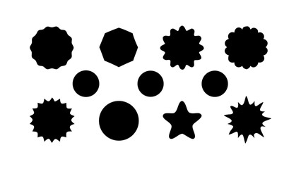 Collection of black shapes star oval geometric design vector illustration art