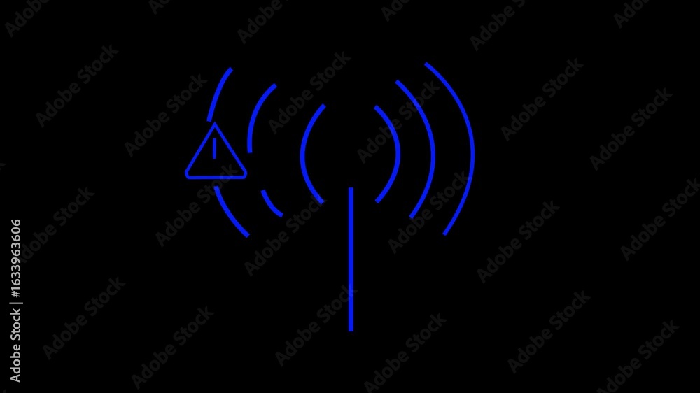 Aufkleber glowing not working wifi signal icon on black background.the simple and modern emphasizing the conce