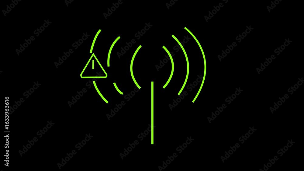 Aufkleber glowing not working wifi signal icon on black background.the simple and modern emphasizing the conce