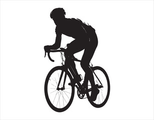 Naklejka premium Outline of a male cyclist against a white backdrop