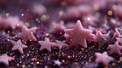 Pink shiny stars glittering and glowing and particles falling animation abstract new year and christmas social media motion background