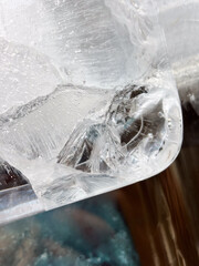 Close-up of a Clear, Cracked Block of Ice
