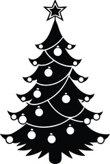 Abstract vector Christmas tree with snowflakes and festive decorations for winter holiday celebration