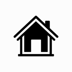 Simple Home Icon – Black Vector Silhouette with Triangular Roof