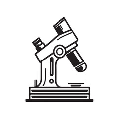 Vector illustration of a microscope sketch with simple lines and minimalist details, suitable for science, laboratory, education, and technology themed designs.