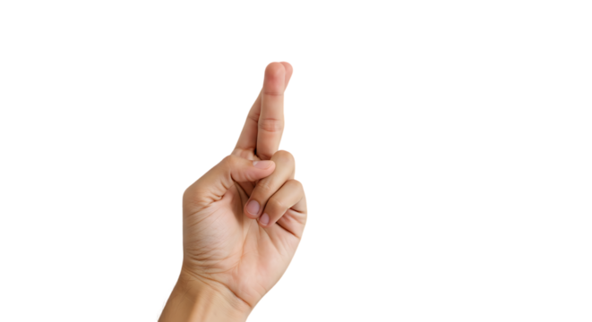 Cross fingers Human Hand Symbolizing Hope With Fingers Crossed In Front Of Transparent Background