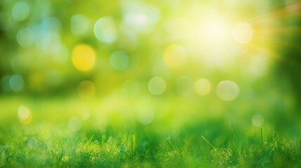 Obraz premium Radiant Greenery A Blurred Cascade of Sunlit Grass, Creating an Ethereal Dreamy Atmosphere