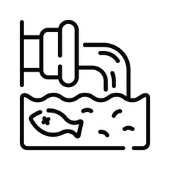 This line icon showing water waste pollution concept