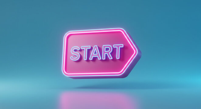Neon pink start button