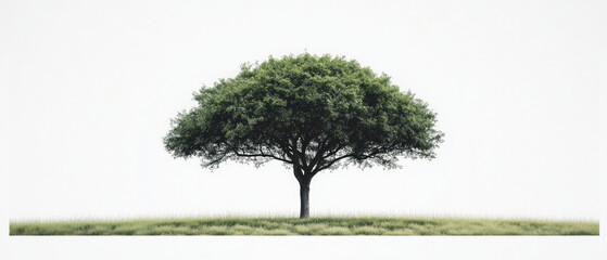 Sunlight streaming through the leaves of a large tree standing against a white sky is useful for nature and ecology articles.