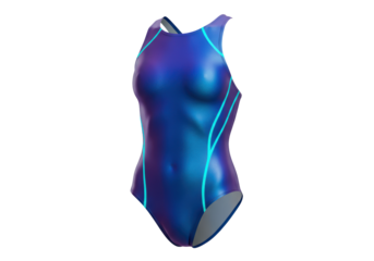 Isolated Sleek Blue and Cyan One-Piece Swimsuit
