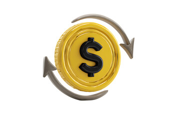 Rotating dollar coin.  Financial concept.
