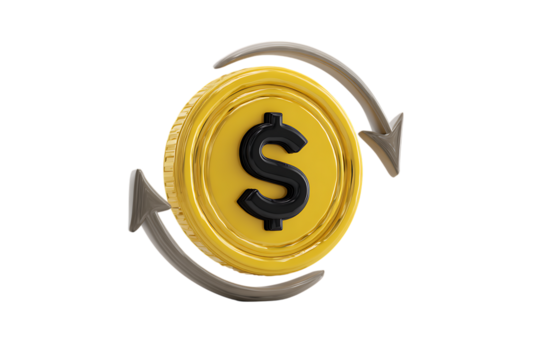 Rotating dollar coin.  Financial concept.
