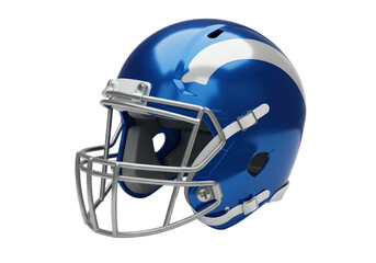 Naklejka premium Isolated Blue American Football Helmet with Silver Stripes
