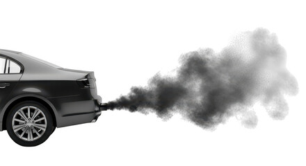 Car exhaust fumes billowing from tailpipe isolated on transparent background