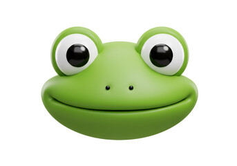 Isolated Smiling Green Frog Head with Bulging Eyes