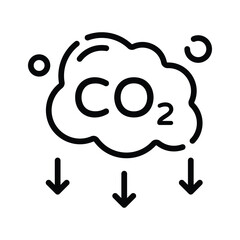 Linear style icon showing acid rain cloud with arrows