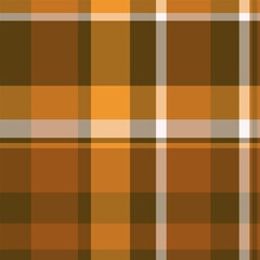 Mexico plaid texture background, scotland tartan textile check. Trendy fabric seamless pattern vector in orange and amber colors.