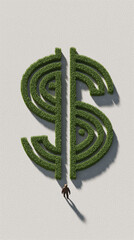 Green dollar sign growing like plant for money tree art