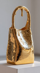 Organic draped golden handbag for soft wealth sculpture