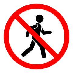 no entry icon sign symbol, no access for pedestrians prohibition sign, isolated on white background	