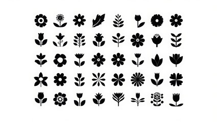 set of floral elements