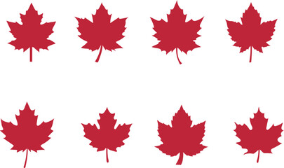 red maple leaves set vector, Maple leaf silhouettes, Maple leaf icon, Maple leaf vector illustration