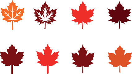 set of maple leaves vector icon, Maple leaf silhouettes, Maple leaf icon, Maple leaf vector illustration