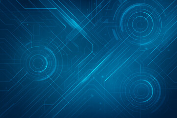 Obraz premium Abstract digital circuit design with glowing lines and circles.