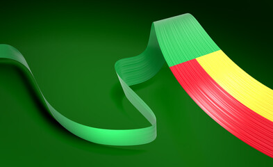 3d Flag Of Benin 3d Wavy Shiny Benin Ribbon Flag Isolated On Green Background 3d Illustration