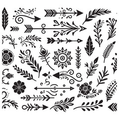 Arrows, floral designs vector elements