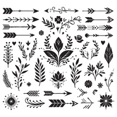 Arrows, floral designs vector elements