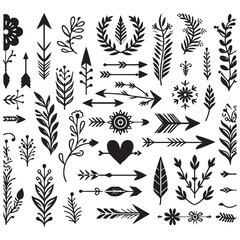Arrows, floral designs vector elements