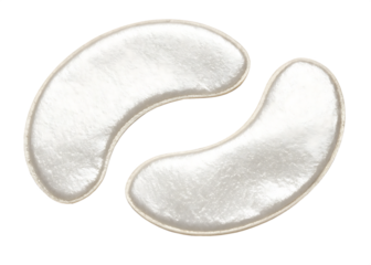 Pair of white shimmering under eye patches isolated on a transparent background soft